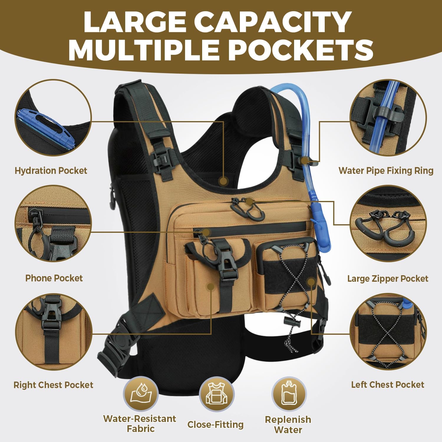 USA Original Patent Running Hydration Vest Backpack, Lightweight Chest Pack with 2.0L Water Bladder Bag Daypack for Hiking Running Cycling Race Marathon for Women Men - Image 2