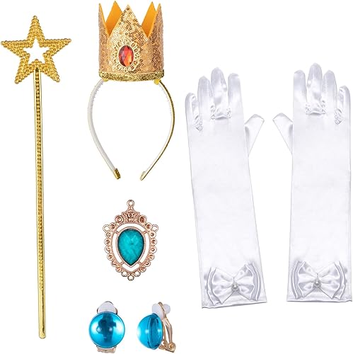 Miniatura 2 de Disfraz de princesa melocotón para niña con accesorios, vestido de princesa melocotón para niñas pequeñas, vestido de 2 a 11 años