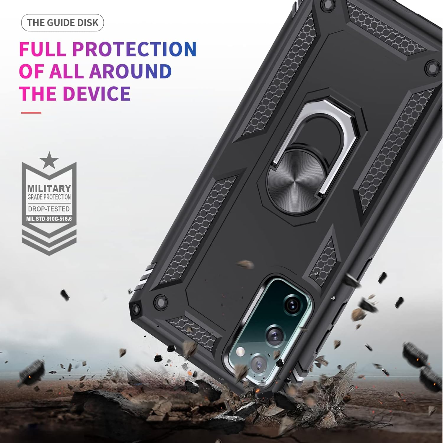 LeYi for Samsung Galaxy S20 FE Case (Not Fit S20), Samsung S20 FE 5G Case with [2 Pack] Tempered Glass Screen Protector, [Military-Grade] Magnetic Kickstand Phone Case for Galaxy S20 FE, Black