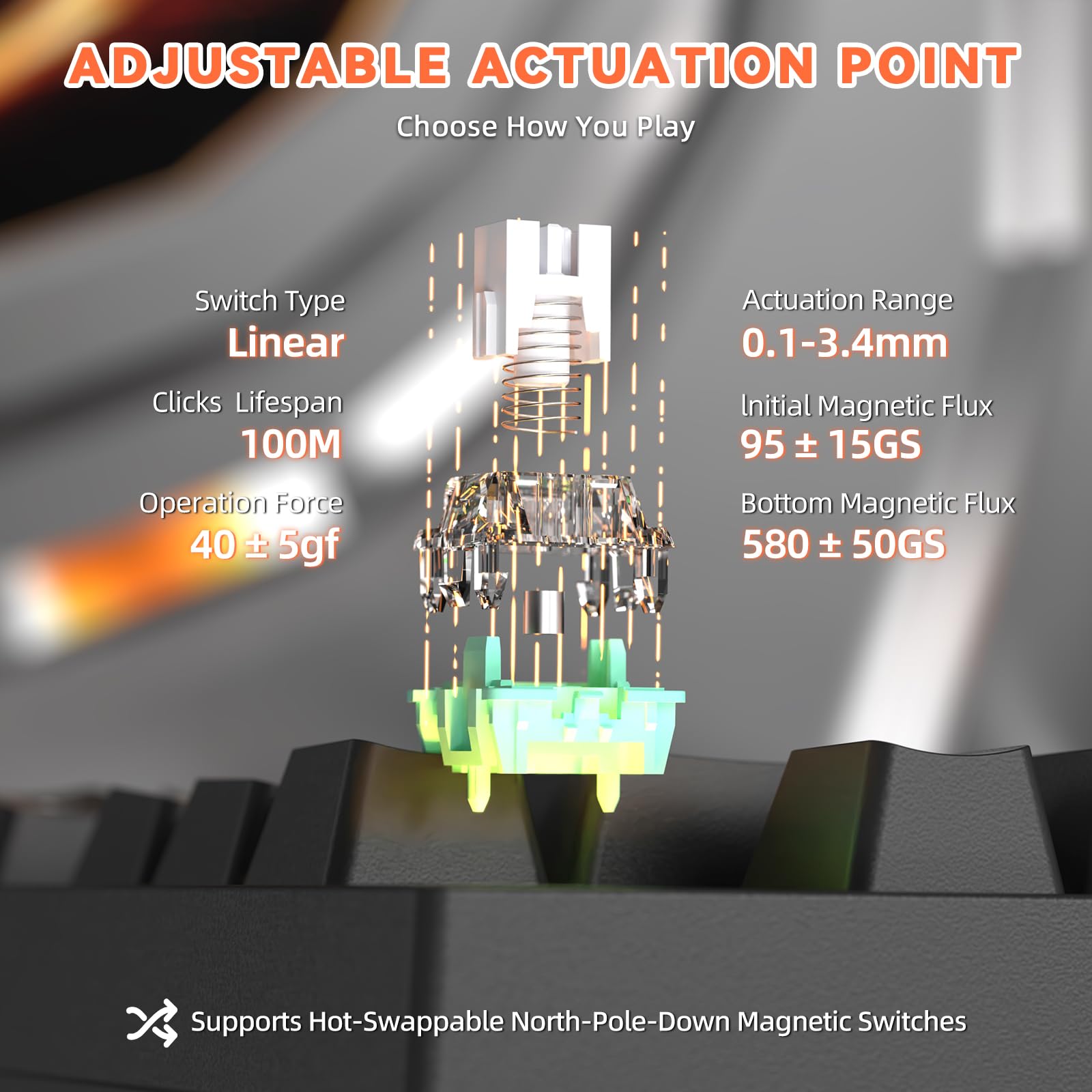ATTACK SHARK R82 HE Tastiera Rapid Trigger 8000Hz, Precisione RT di 0,005mm, Tastiera Gaming RGB Cablata al 75%, Switch Magnetici, Attuazione Regolabile, Snap Tap, per PC/Mac, Nero