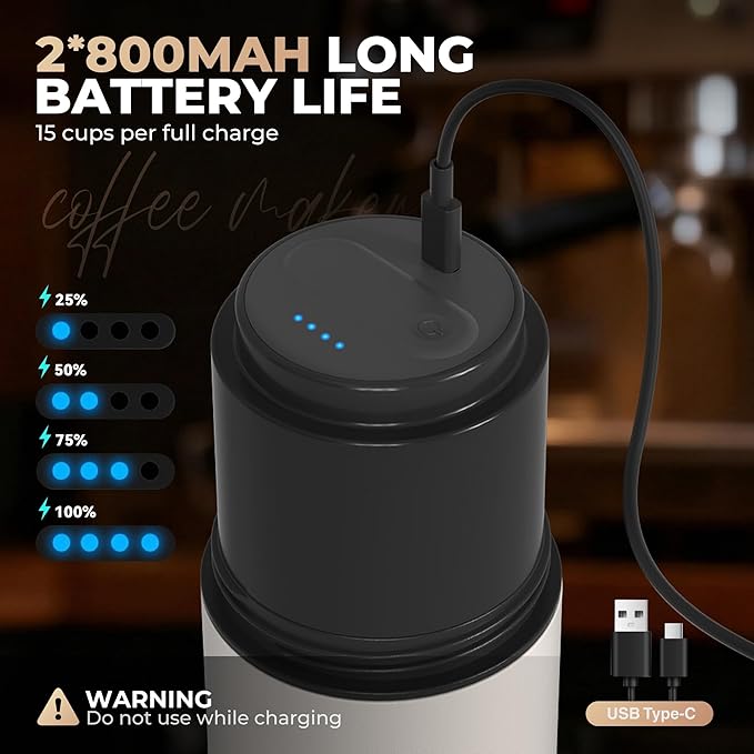 Cafetera Portátil de Goteo con Molinillo Eléctrico y Taza Térmica miniatura 8