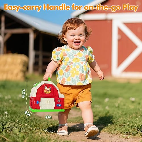 Miniatura 6 de Montessori - Juguetes para niños y niñas de 1, 2, 3 años, animales de granja musicales, juguete de granero con sonido y luz, juguetes de aprendizaje