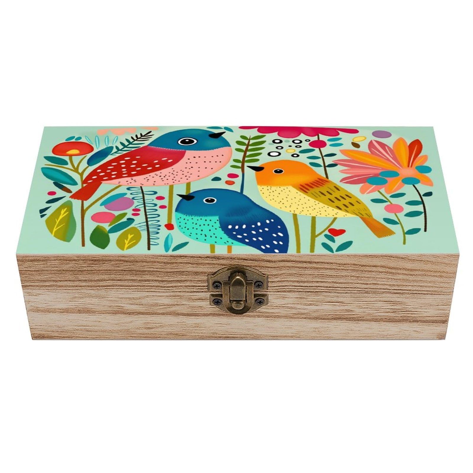 asbwuo Adorable Bird Vintage Wooden Keepsake Box