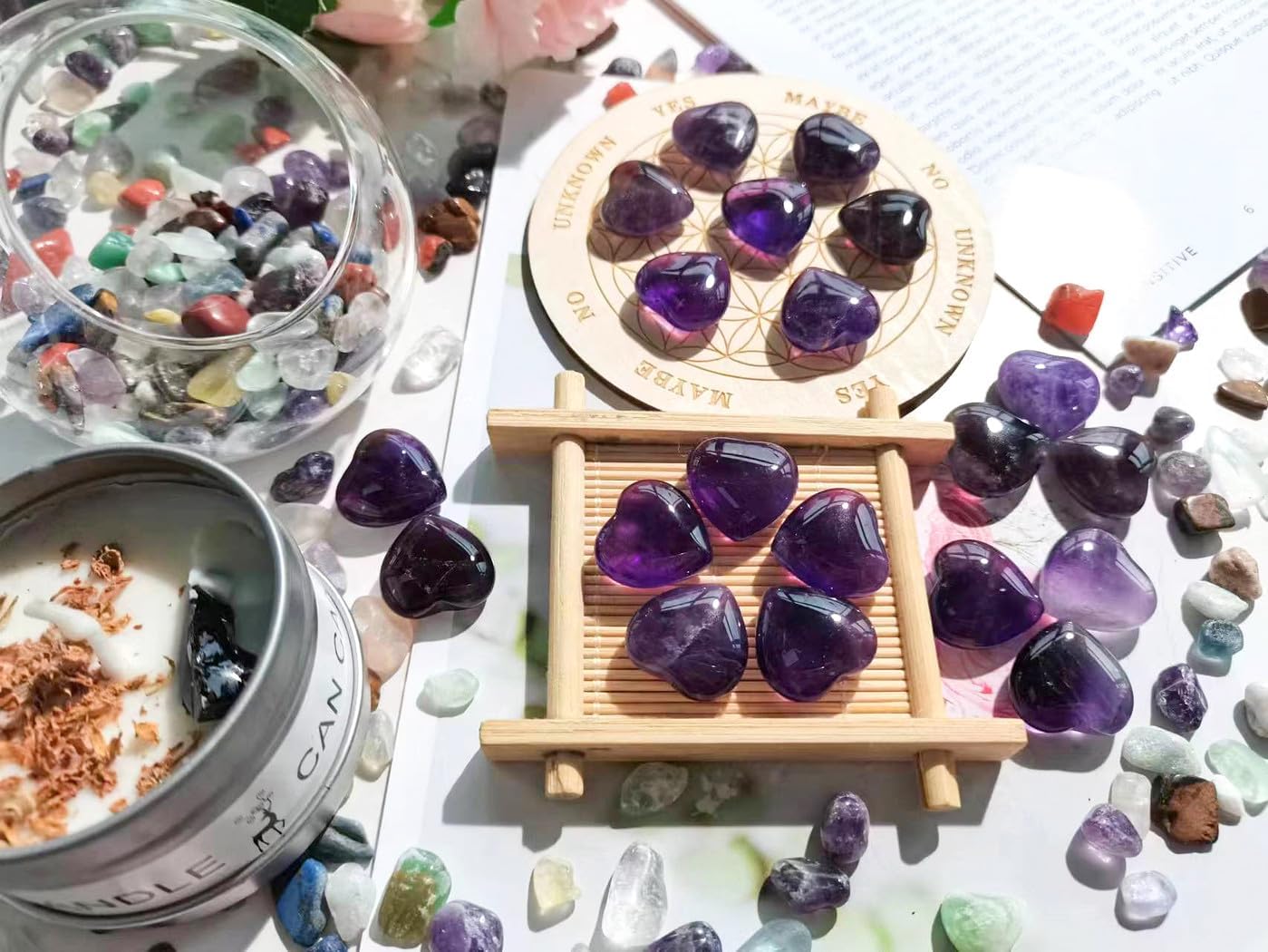 QINJIEJIE 20PCS Amethyst Thick Heart Crystals Stones Natural Love Gemstones image 4
