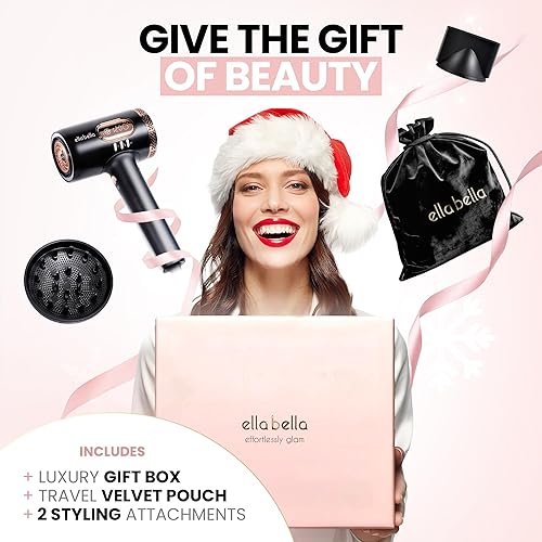 Miniatura 4 de ELLA BELLA Secador de pelo profesional de plasma inteligente con difusor  Tecnología avanzada de plasma Secador de soplado  Control inteligente de