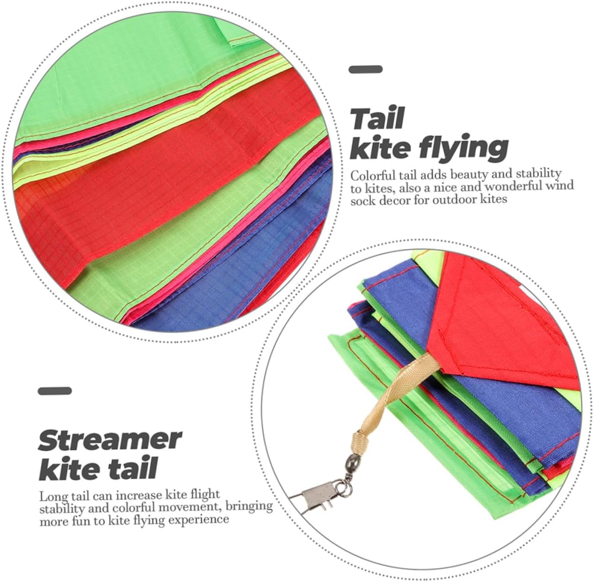 GALPADA 8pcs Colorful Tail Kite Accessory Connector Hook for Kite Decoration Rainbow Streamer for Outdoor Games and Fun Activities