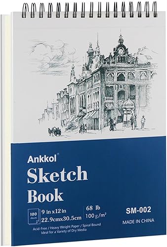 Cuaderno de bocetos de 5.5 x 8.5 pulgadas, mini cuaderno de bocetos, 100 hojas (68 libras100 gsm), bloc de bocetos en espiral sin ácidos, para