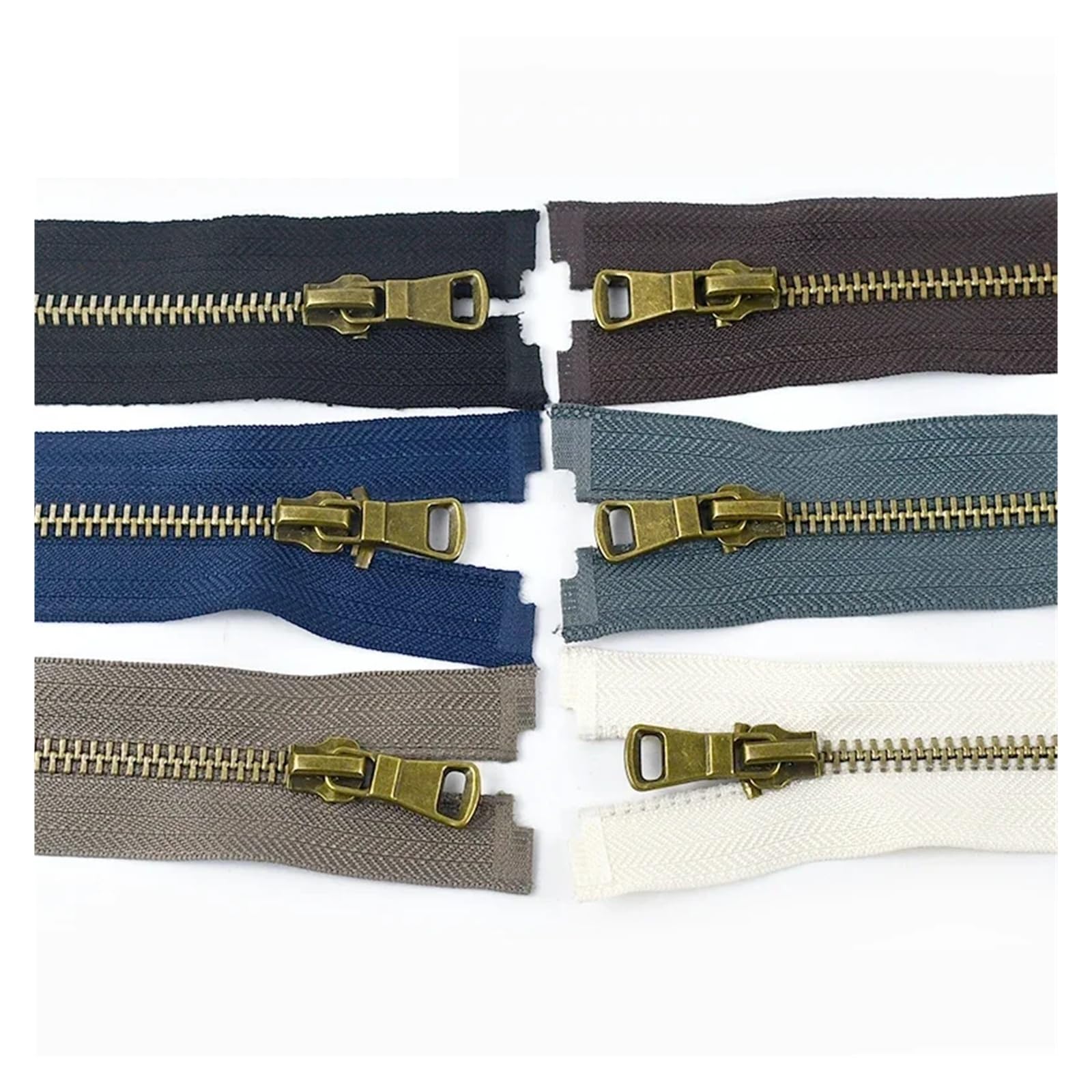 Cremallera Doble Apertura Cremalleras metálicas de bronce, 2-10 Uds., 5#, 40-80cm, cremallera extremo abierto for coser ropa, cremalleras for prendas, chaquetas