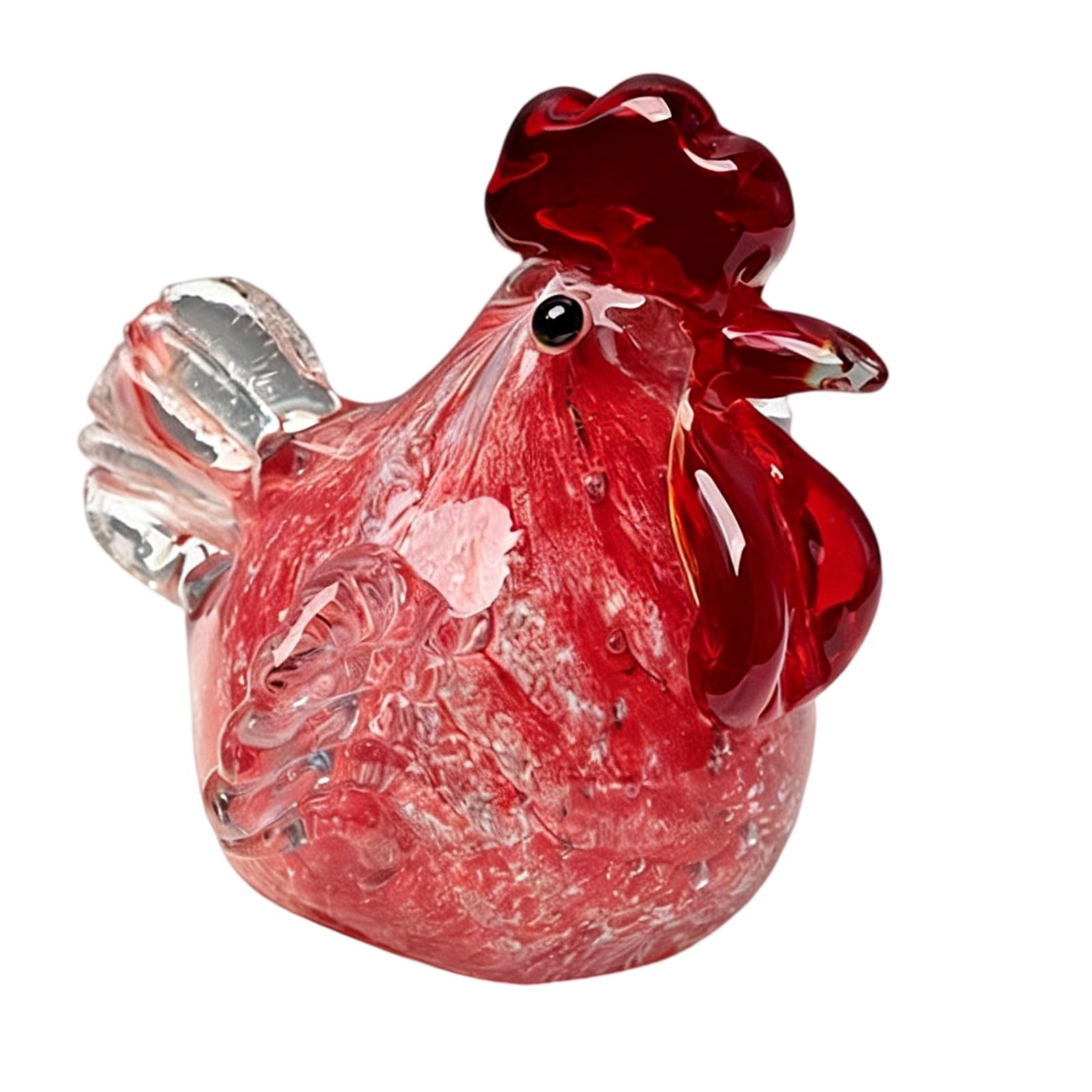 WUULEAON Glass Chicken Figurine Collectible Statue for Kitchen Desktop Decor Brown Glass Rooster Figurines Art Sculpture