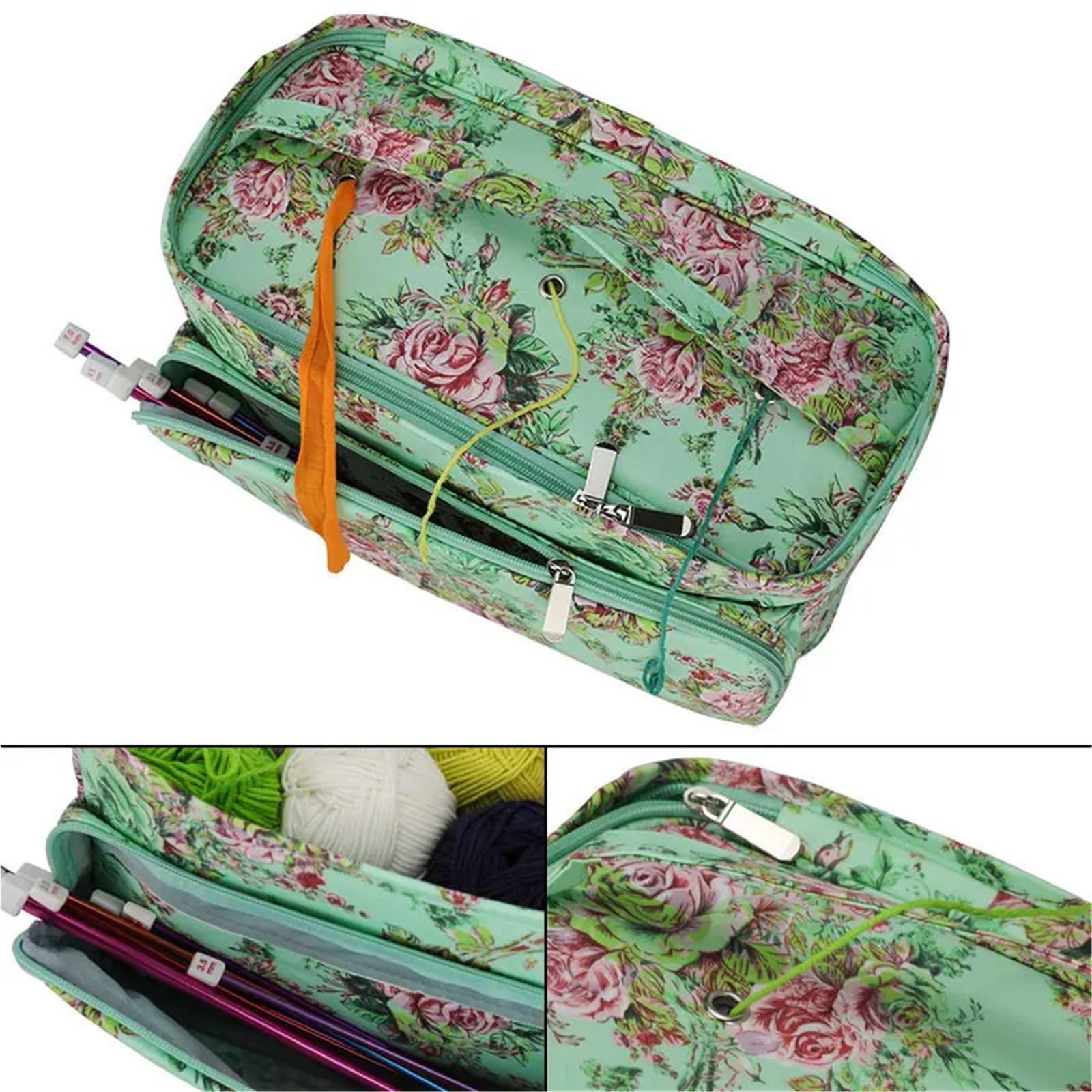 projekttasche für strickzeug Yarn Knitting Bag for DIY Needle Arts Craft Holder Tote Organizer Storage Crochet Empty Square für Wolle und Strickzubehör(10)