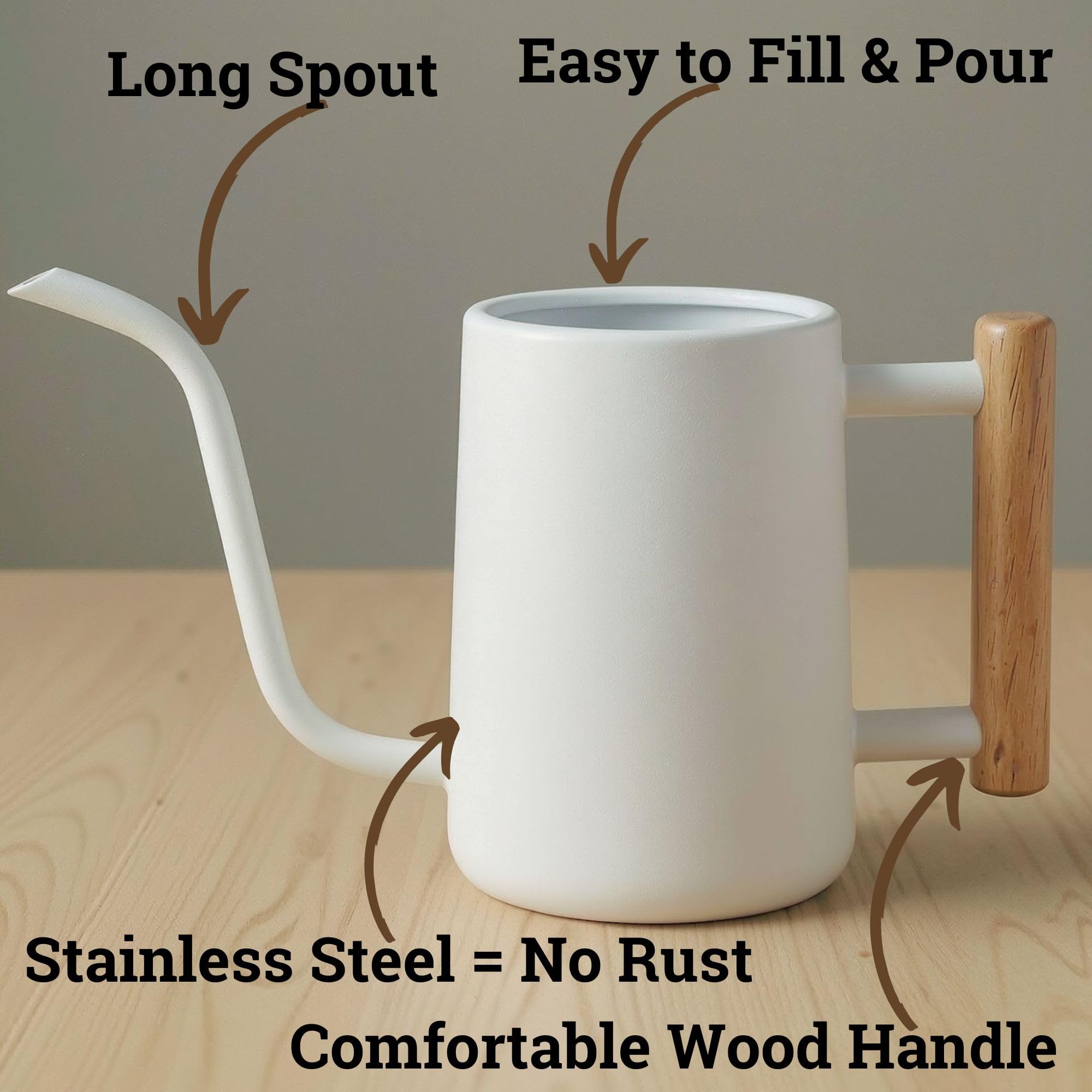 HB Design Co. Arrosoir d’intérieur avec Long Bec, 1 l, Blanc, pour Plantes d’intérieur, Adorable, de Petite Taille