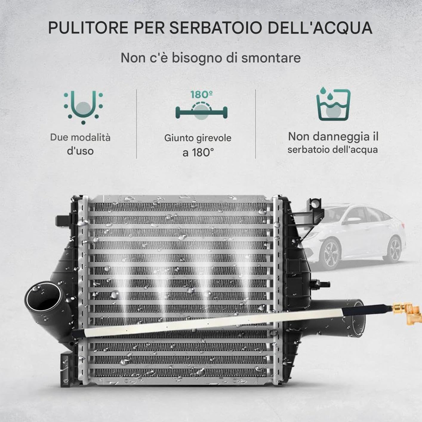 Strumento Per La Pulizia Del Radiatore 'auto Con Attacco Rapido Del Tubo 'aria, Rotazione Di 360°, Pulitore Per Radiatori Ad Alta Pressione Per Auto, Camion, SUV E