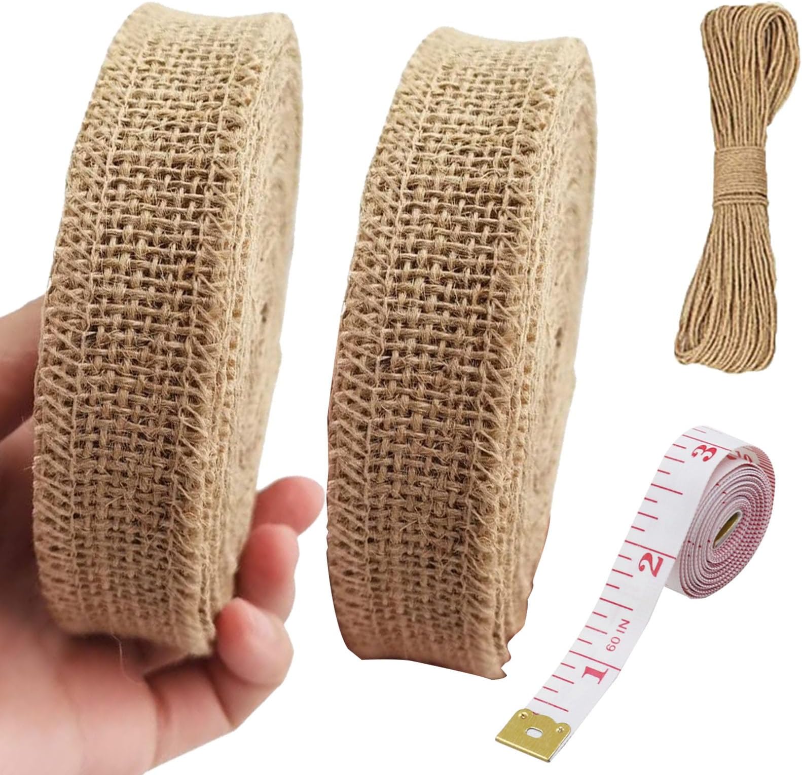 Burlap Hessian Jute Ribbon - 50mm or 25mm x 2 Metres (Natural, 50mm ...