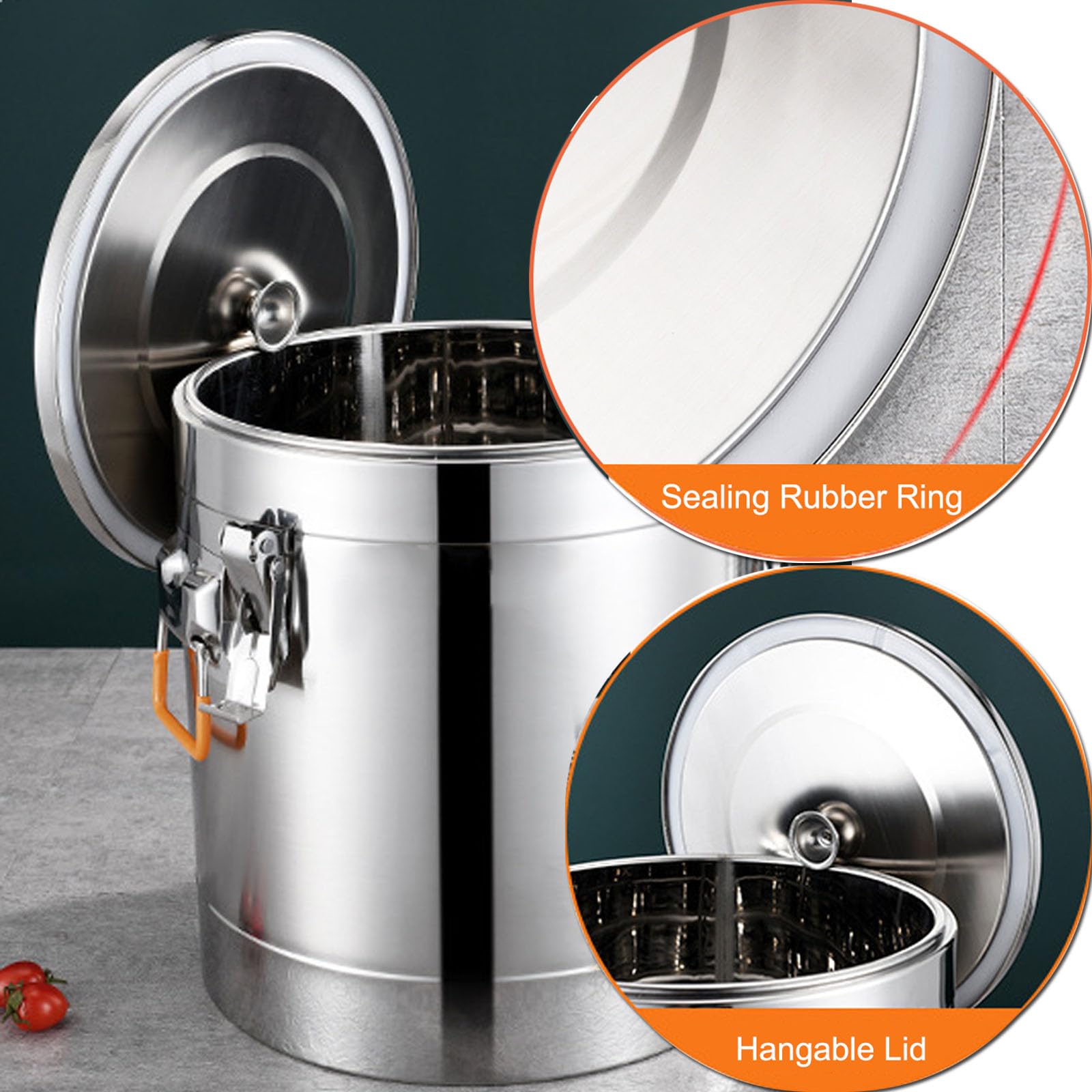 Cubo de acero inoxidable sellado con hebilla de alta elasticidad, latas de transporte de leche, cubo de vino para almacenamiento de leche/aceite/vino/sopa
