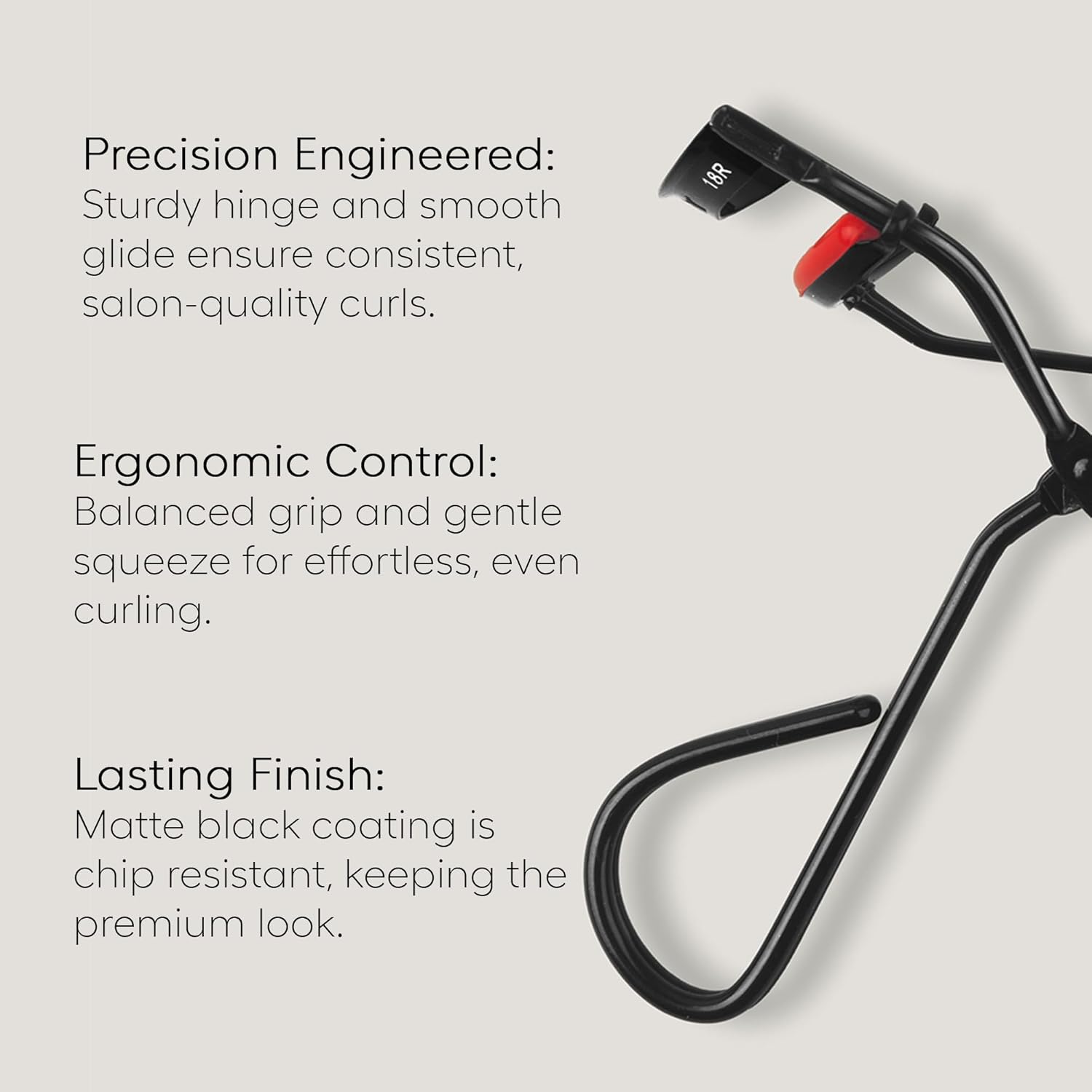 rephr 18R Narrow & Round Eyelash Curler, Double-Barrel Design with 5 Refill Pads, New Improved Durable Coating, Narrow Curvature