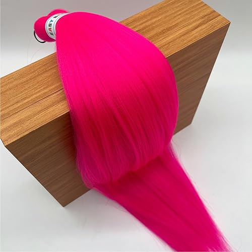 Miniatura 5 de UPruyo Extensiones de cabello trenzado de color rosa intenso, preestiradas, cabello trenzado preestirado, color rosa neón, textura Yaki, cabello