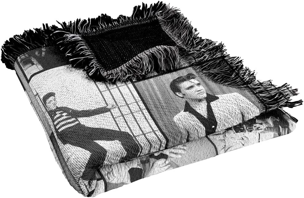 LOGOVISION Elvis Blanket, 50"x60" Photo Collage Woven Tapestry Cotton Blend Fringed Throw Blanket - Image 5