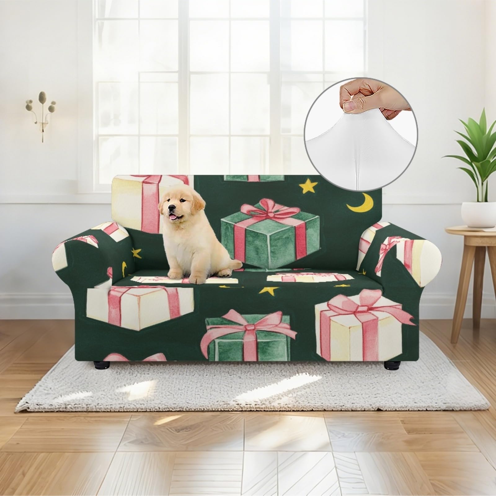 Housse Canapé 3 Places Étoile Jaune Housse Canapé Extensible 1 Places,avec Accoudoirs,Super Élastique Sofa Cover,Antidérapante,Antisalissure,Lavable