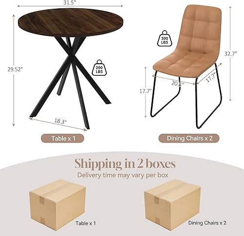 Miniatura 2 de Juego de 2 sillas redondas de mesa de comedor de 31.5 pulgadas para 2, pequeñas sillas de mesa de comedor que ahorran espacio, juegos de comedor