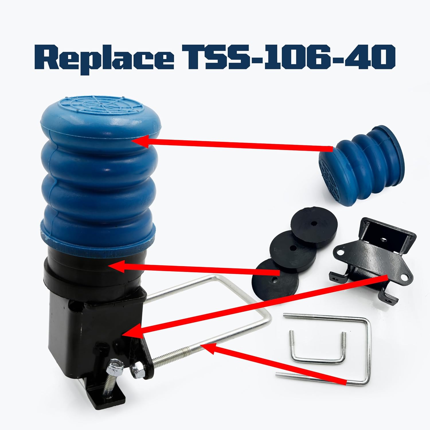 Air Helper Springs Fit for Trailers with The Springs Mounted Below The Axle GAWR 3000-8000 Replace TSS-106-40 Includes Line Relocation Bracket