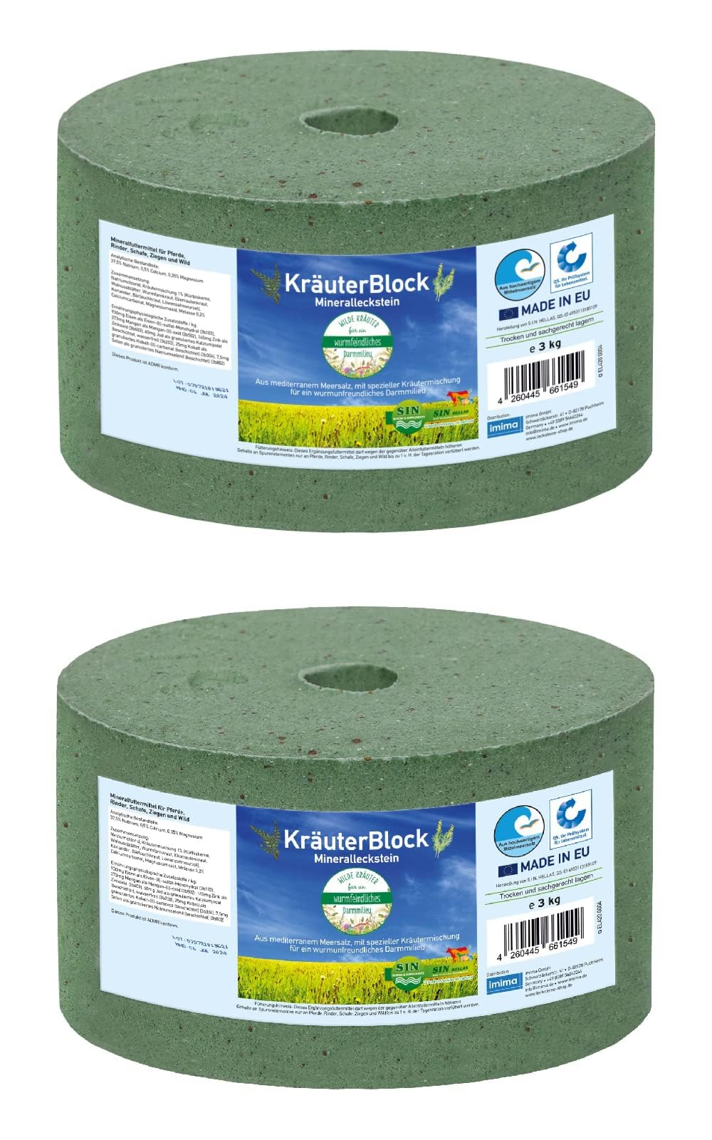 Mineral Lick Horse Herb Lick Salt Lick Set 2 x 3kg - Pietre per leccare il sale per cavalli, pecore, capre, selvaggina e bestiame - Pietra minerale per leccare il sale