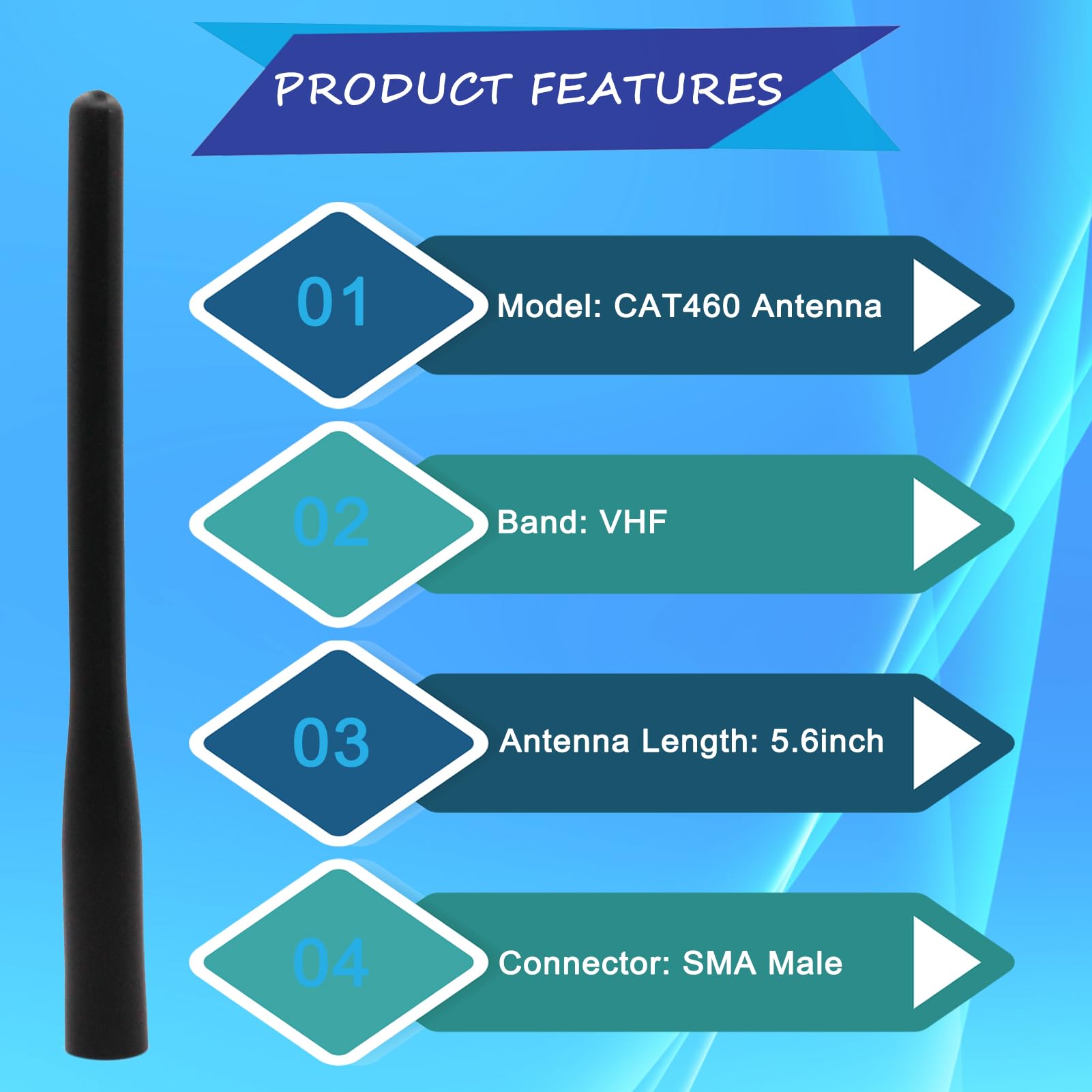 Antena CAT460 do standardowych horizon HX270S HX370S HX280S HX290 HX300 HX400 HX870 HX890 HX380 HX460 HX751 HX851 HX500S HX600S HX760S HX850S Radio