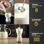 Fromère de lait blanc - Coffee Frother Handheld avec fouet électrique - 19000 rpm - Recettes de livres et support en acier inoxydable inclus - Mélangeur à main électrique (blanc et or)