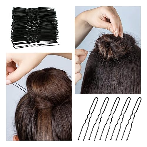 Miniatura 5 de Juego de 100 horquillas para el cabello onduladas invisibles en forma de U, grandes y resistentes para mujeres y moño de ballet con caja (2.4