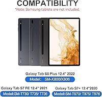 Vista 2 de GreenLaw Funda para Samsung Galaxy Tab S7 Fe (5G) con teclado, Tab S8 Plus S7 Plus, retroiluminación de 7 colores, panel táctil inteligente, funda