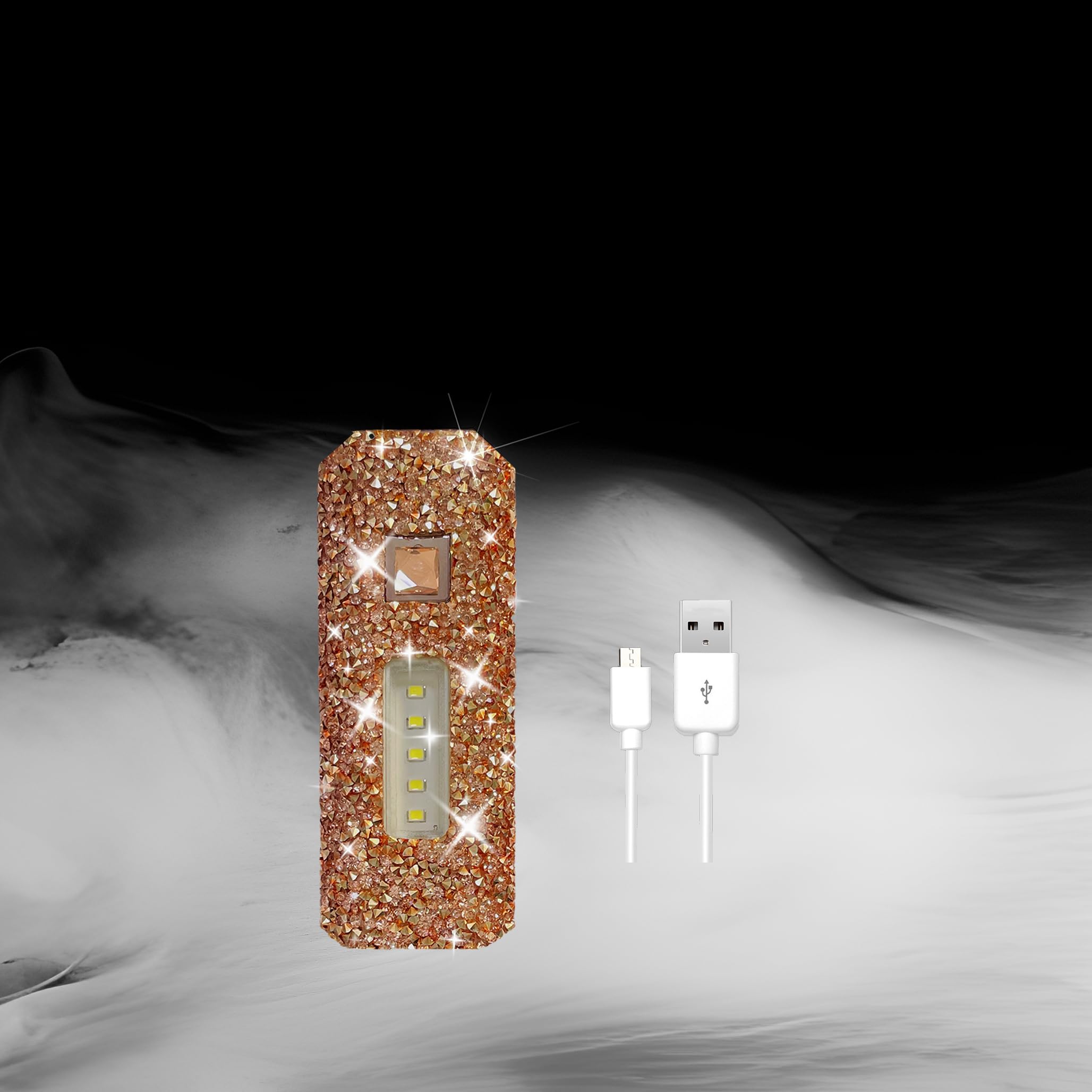 Sparkly Rhinestone Flashlight For Women | Silver Glitter, 4 Modes, USB Rechargeable | Cute Camping & Emergency Light - View #10