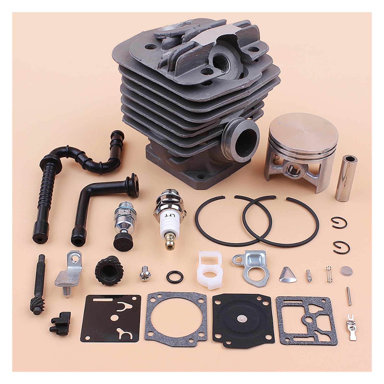 1 Juego de tensor cadena manguera aceite y pistón cilindro 48mm, Kit reparación carburador for Stihl 036 MS360 MS 360 for piezas reconstrucción motosierra 11250201206