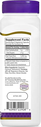 Miniatura 10 de 21st Century Arroz de levadura roja, 150 Vegicaps