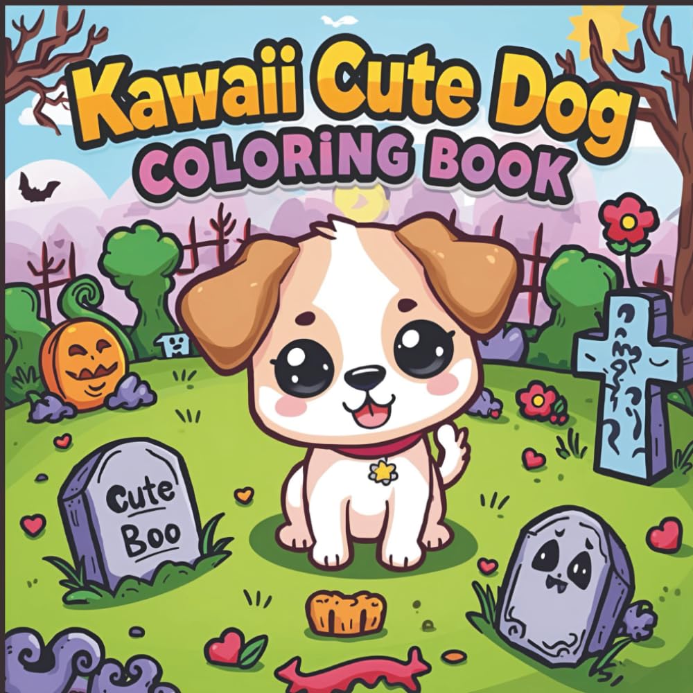 Kawaii Cute Dog Coloring Book: 40 Adorable Kawaii Pups to Color for Relaxation & Fun