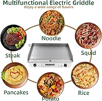 Vista 2 de Plancha eléctrica antiadherente de 4400 W, parrilla termostática de doble control de 572 °F/572.0 °F con disyuntor de sobrecarga, parrilla