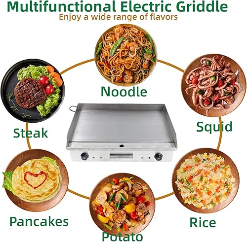 Miniatura 9 de Plancha eléctrica comercial, 110 V 3000 W antiadherente restaurante Teppanyaki parrilla superior, 122.0-572.0 F Control de temperatura ajustable