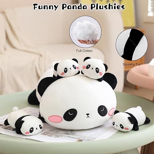 Vista 45 de Almohada de capibara, adorable almohada de peluche de animal, con 4 peluches bebés en su barriga, de algodón suave, regalo para niños
