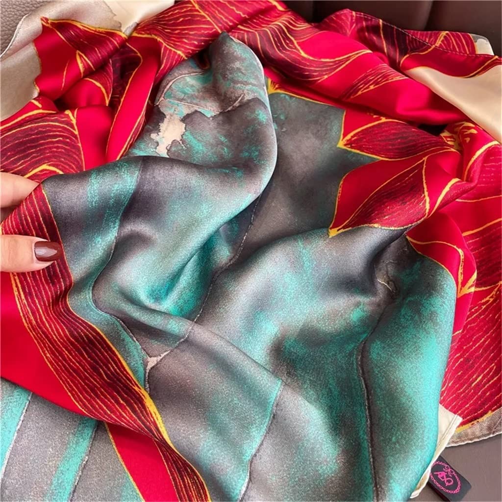 MUSUMI Bufanda de Seda para Mujer, Hijab Vintage, Diadema con Estampado, chales y envolturas, Estola de Playa, pañuelo para el Cuello, Bandana Femenina