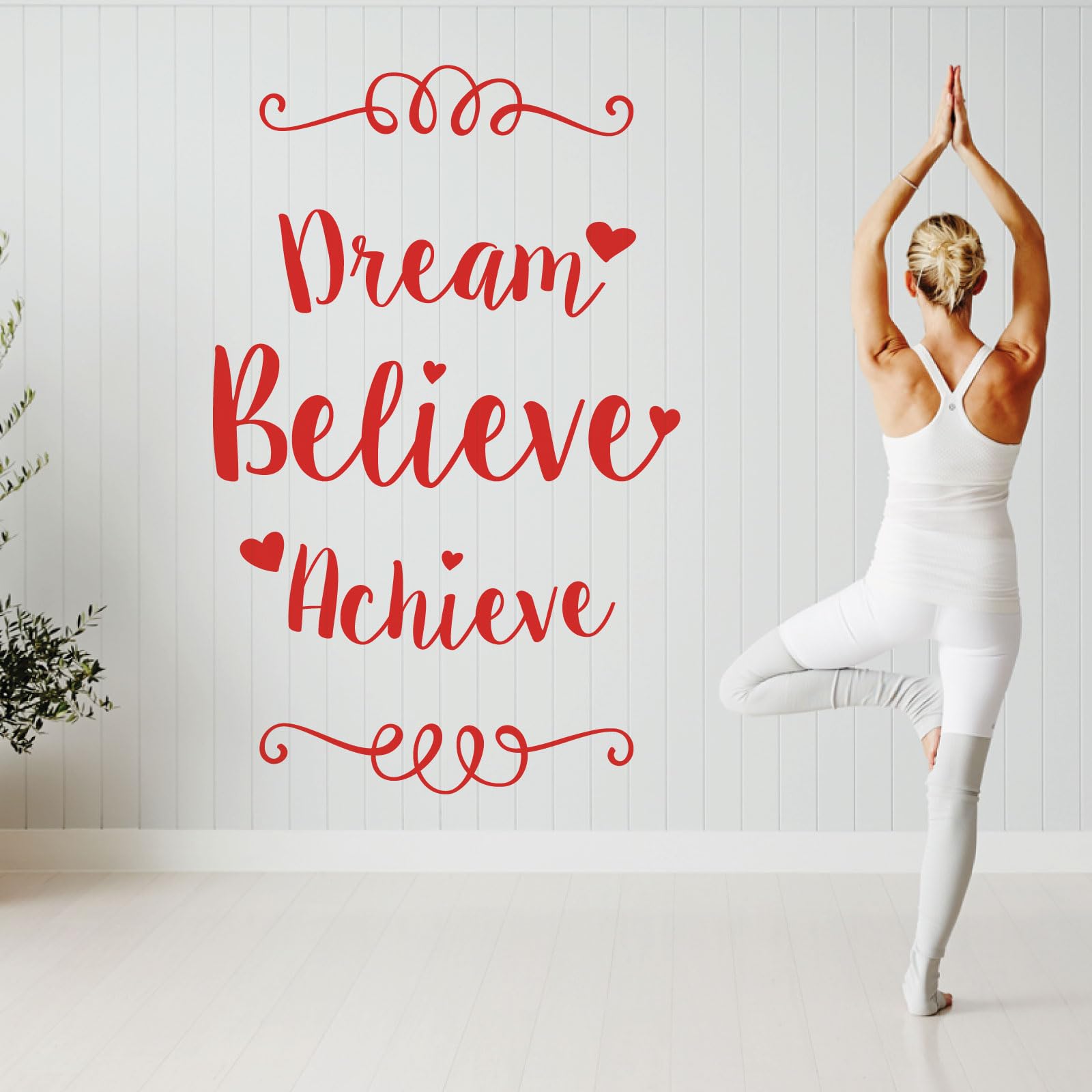 Dream, Believe, Achieve - Motivational Wall Decal Sticker [XXLarge] [Poppy]