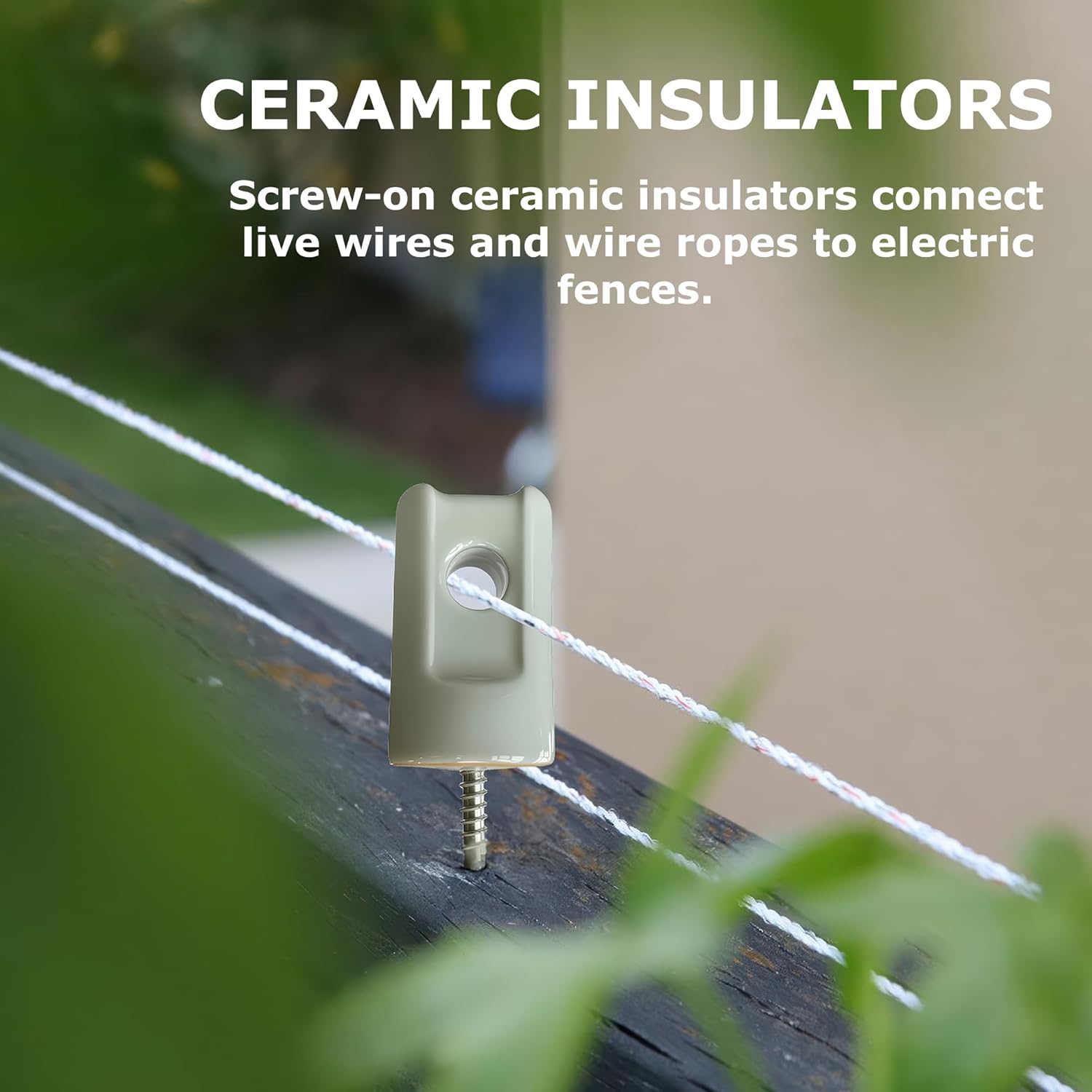 50 Pack Electric Fence Insulator Porcelain Insulator, Heavy Duty Ceramic Lag Screw Insulator Porcelain Lag Screw Insulator, Suitable for Wood Post Wire Farm Fencing Supplies