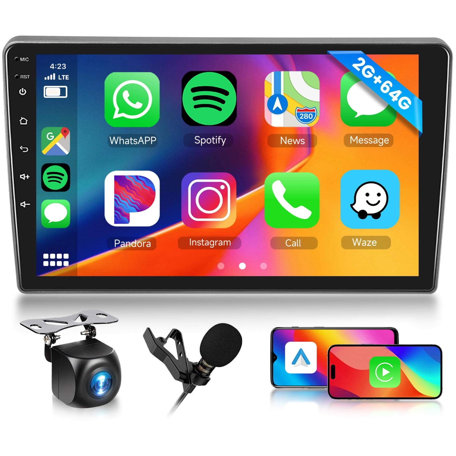 2GB 64GB Android Autoradio pour Peugeot 407 2004-2011 Radio avec Carplay Android Auto, Hodozzy Écran Tactile 9 Pouces Stereo Navigition GPS, Bluetooth, WiFi, FM/RDS Radio, SWC, EQ