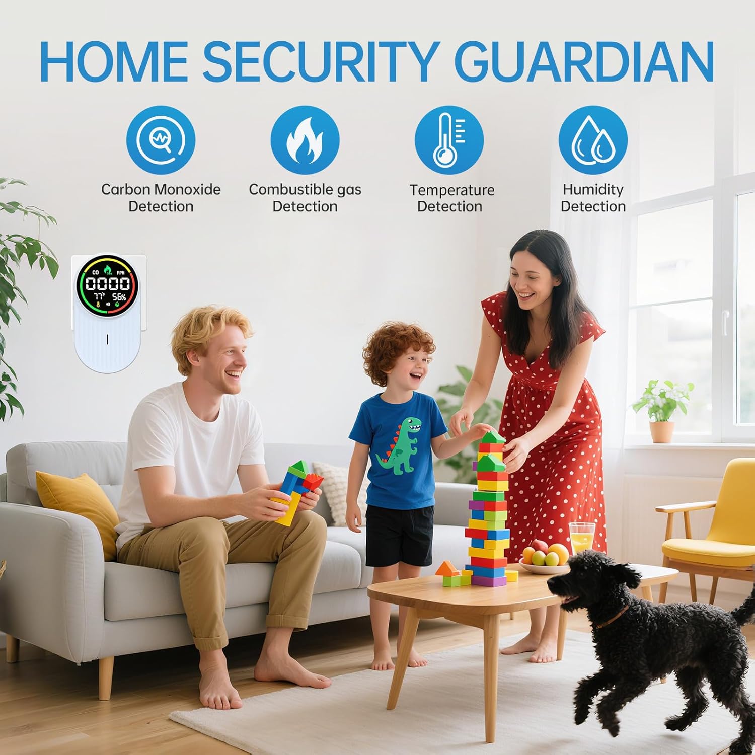 Natural Gas Detector,Carbon Monoxide Detectors,Carbon Monoxide Detectors Plug in,Natural,Propane,Temperature Humidity Display,4 in 1 CO & Gas Detector for Home - Image 2