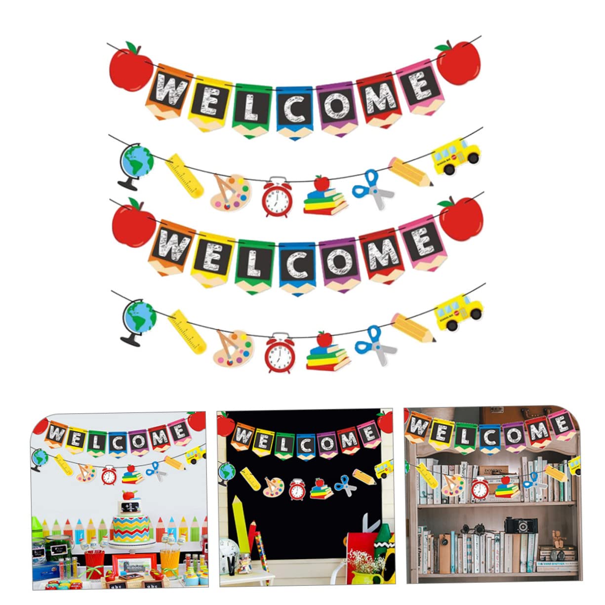 PRETYZOOM 20 Pz tirare la bandiera del fiore bandiera striscione di bentornato scuola home decor decorazione casa decorazioni di bentornato striscione di benvenuto in classe Carta