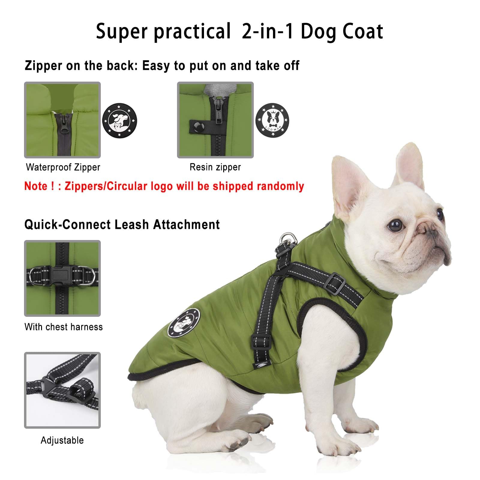 Cappotti per cani impermeabili con imbracatura Vestiti per cani caldi e confortevoli Lavabili in lavatrice Design a strisce riflettenti Resistente anello a D da mettere e togliere comodamente