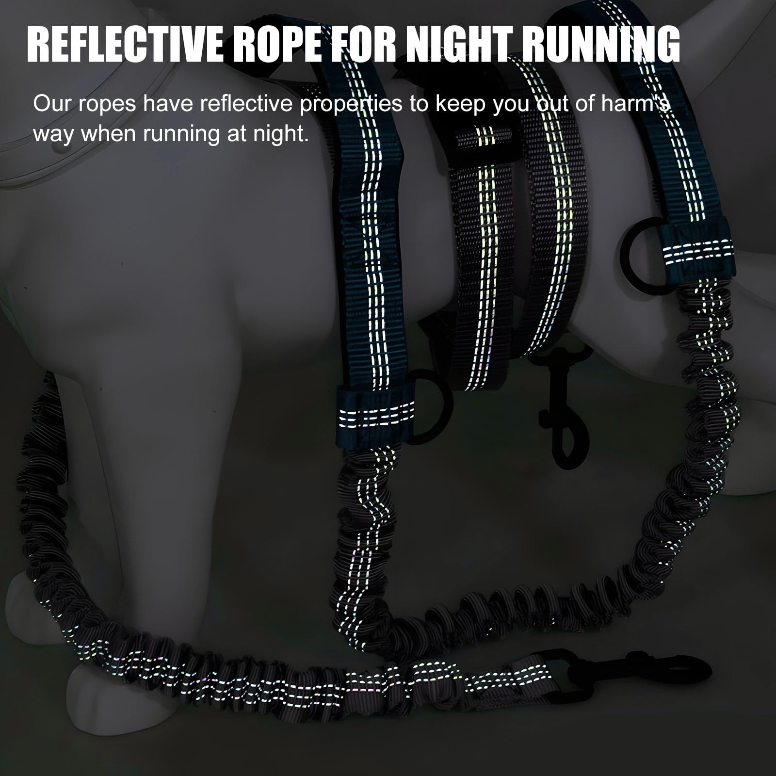 AUSYIWI Outdoor Running Hands-Free Dog Lead, Professional Dog Running Lead with Waist Belt, Reflective Stripes - Image 4