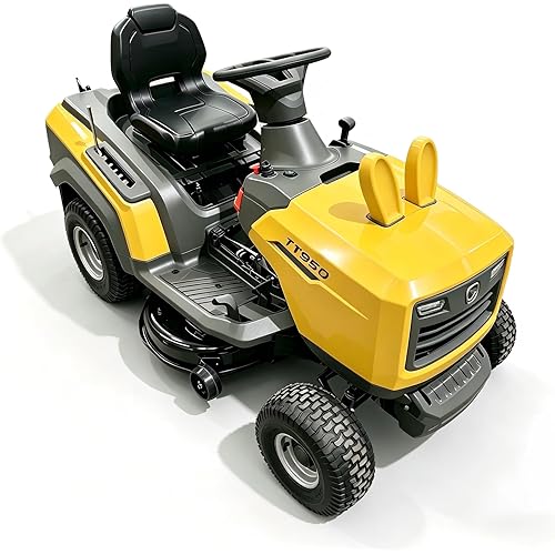 EFURDEN 42" Gas Riding Lawn Mower with 17.5 HP* Briggs and Stratton Single-Cylinder Engine, Gas Lawn Tractor with 7-Speed Transmission, Yellow