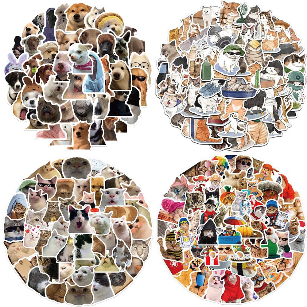 Stickers for Teen, 200pcs Dog and Cat Meme Stickers Pack, Funny Pet Vinyl Stickers for Water Bottles, Laptops, Scrapbooks, Waterproof Stickers for Dog & Cat Lovers Kids Teens Adults