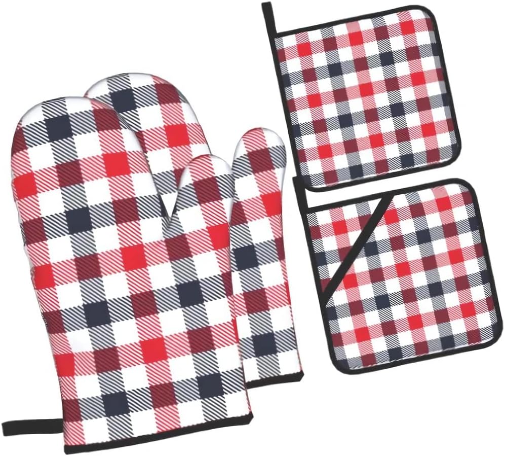Oven Mitts and Pot Holders Set 4pc Thicken Gloves and for Baking