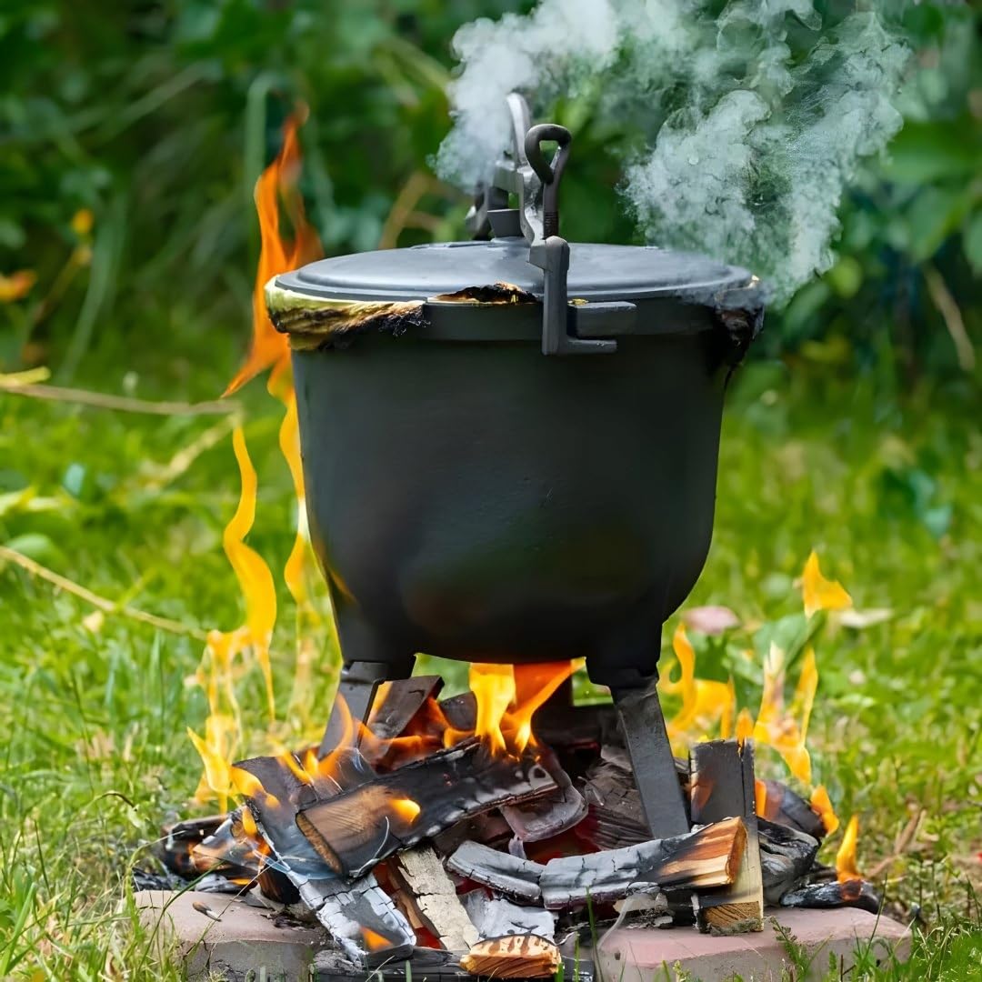 Żeliwny kocioł na grillu, ognisko, gulasz, ziemniaki, kocioł myśliwski, 8 l
