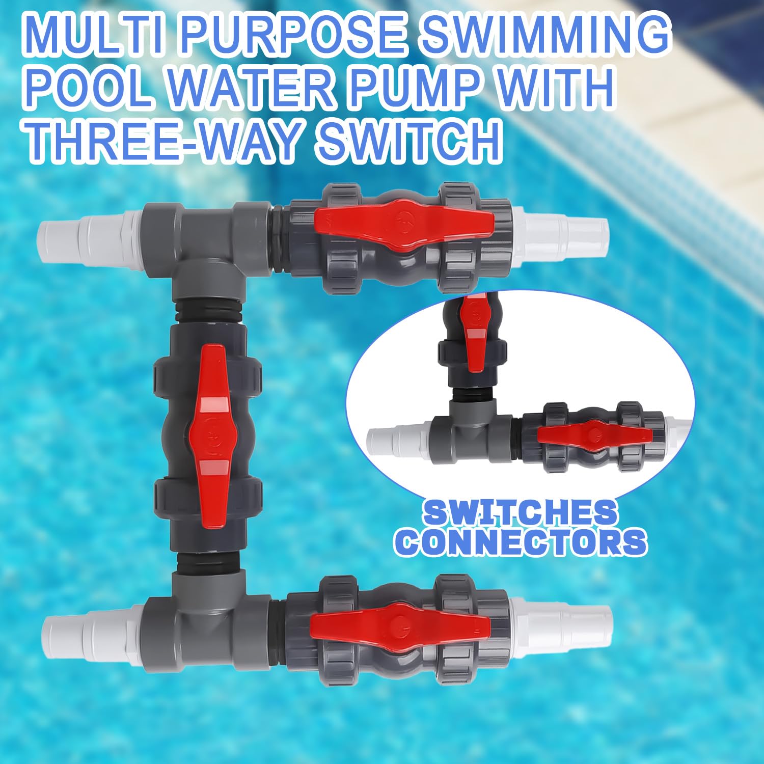 Bypass Pool Set Ø 50 mm für Wärmepumpe, Pool Anschluss Set mit 32 mm & 38 mm Schläuchen und Adaptern, Pool Solarweiche zur Steuerung der Wasserzufuhr für Poolheizung und Schwimmbecken