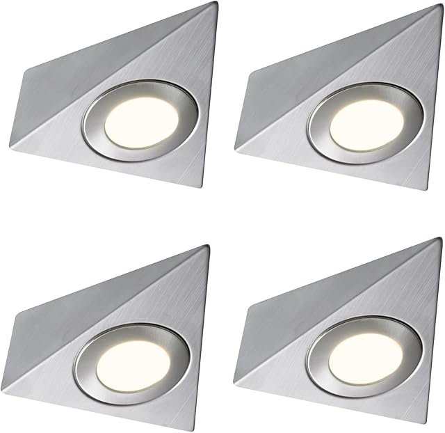 Lighting Innovations 4 X LED Triangle Light Mains Kitchen Under Unit Cabinet Cupboard Warm White